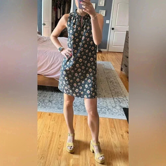 Loft Floral Green Shift Dress - Picture 1 of 11